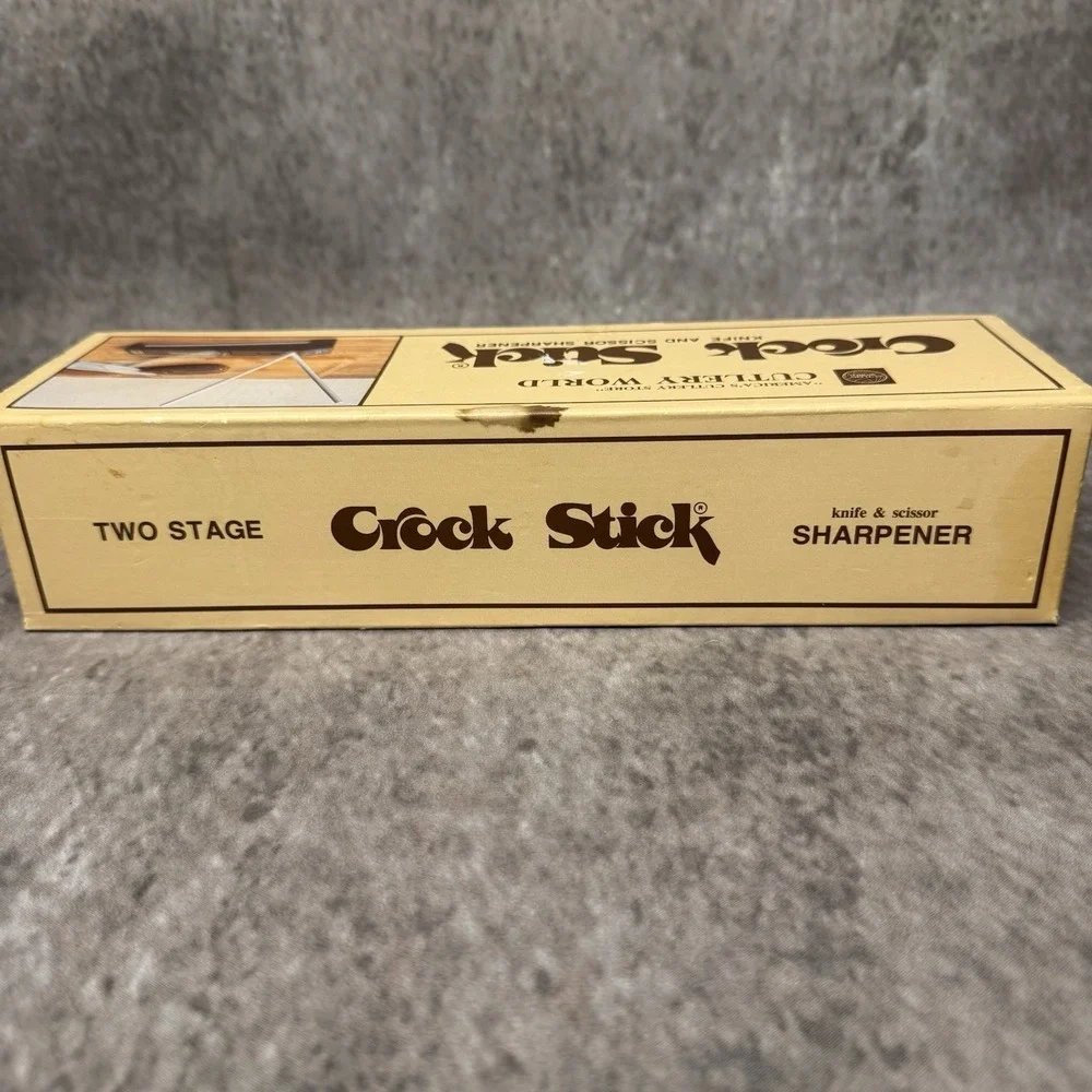 Vintage Cutlery World Crock Stick Knife & Scissor Sharpener 2 Stage 4 Rods